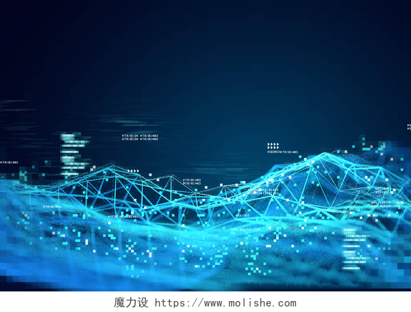 蓝色互联网数字背景 信息跟踪的数据和3d 可视化。3d 插图.